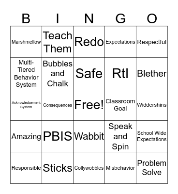 PBIS Bingo Card