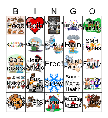 Sound Mental Health Gratitude Bingo Card