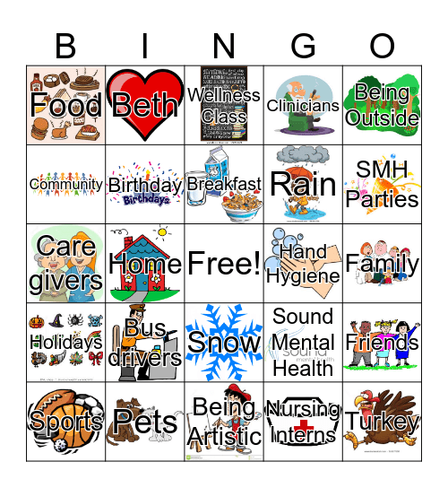 Sound Mental Health Gratitude Bingo Card