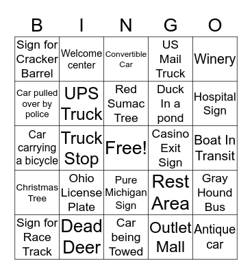 BUS BINGO Card