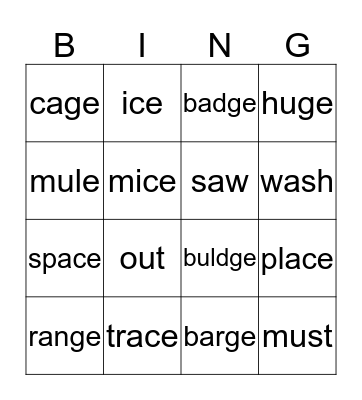 U2-W3 Soft c and g Bingo Card
