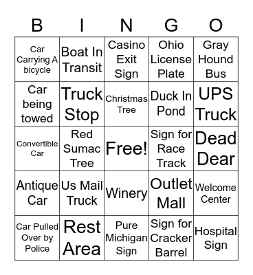 Bus Bingo Card