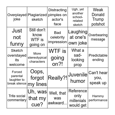 Mission Night Live - A High School Sketch Comedy Show Bingo Card