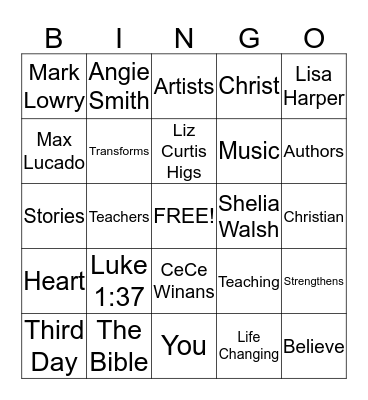 Women of Faith 2013 Bingo Card