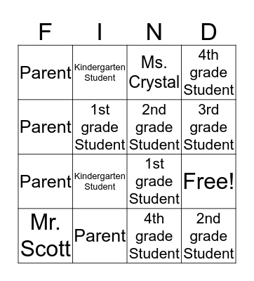 Kid's Club Bingo Card