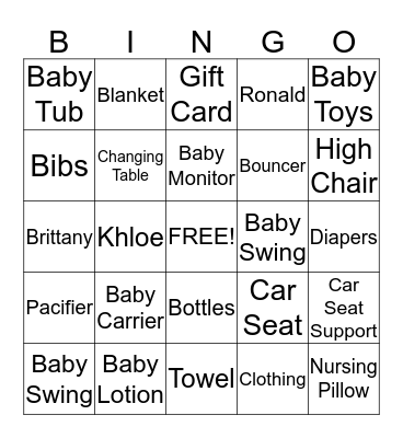 Welcome Khloe Bingo Card