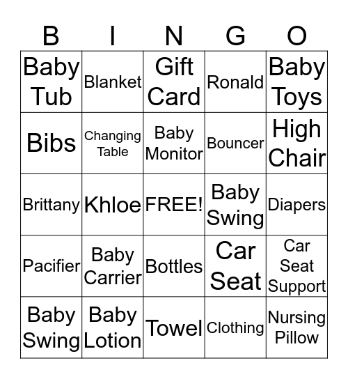 Welcome Khloe Bingo Card