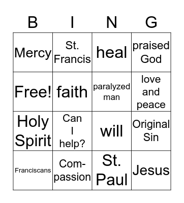 Jesus Shows Us How to Forgive and Heal Bingo Card