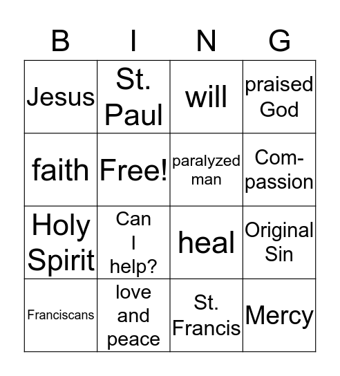 Jesus Shows Us How to Forgive and Heal Bingo Card