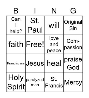 Jesus Shows Us How to Forgive and Heal Bingo Card