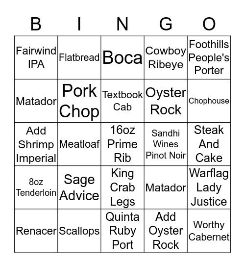 TBS Server Bingo Card