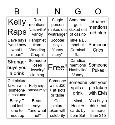 Vegas Bingo Card