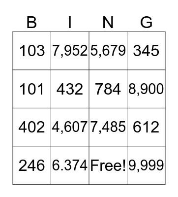 I Numeri  Bingo Card
