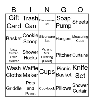 Bridal Bingo Card