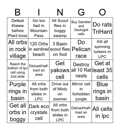 Jak 1 Bingo Card