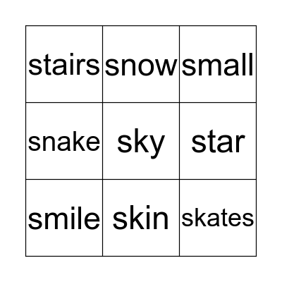 Word Bingo! Bingo Card