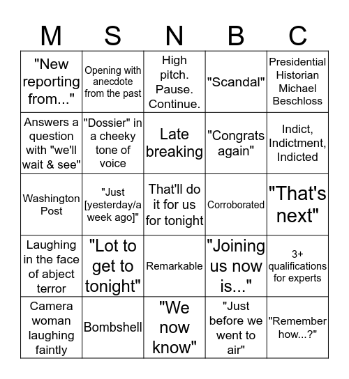 The Rachel Maddow Bingo Show Bingo Card