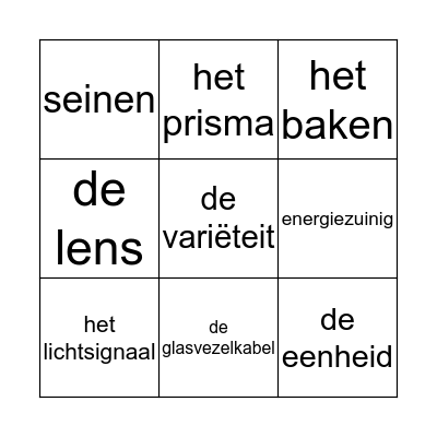Licht les 5 Bingo Card