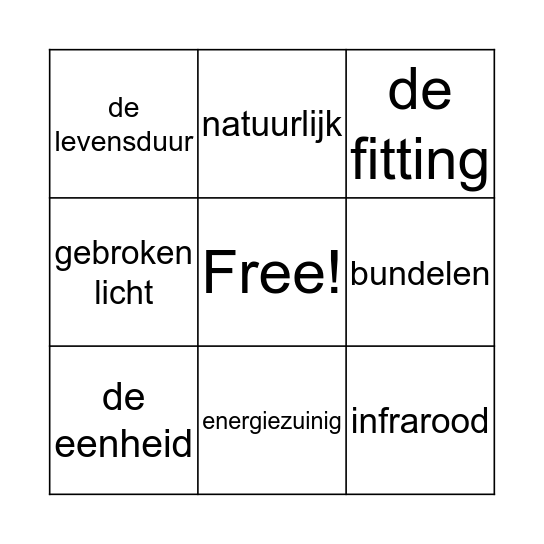 Licht les 1 en 5 Bingo Card