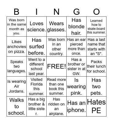 Get the signature of someone who... Bingo Card