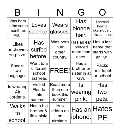 Get the signature of someone who... Bingo Card