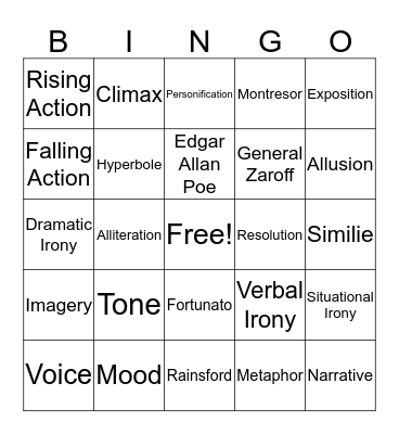 ELA 1 - Unit 1 Bingo Card