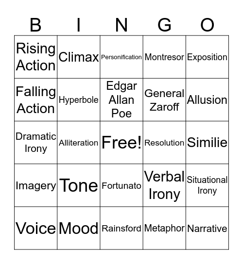 ELA 1 - Unit 1 Bingo Card