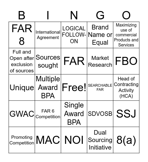 Buzz Word Bingo Card