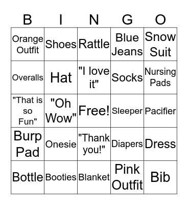 Baby Bingo Card