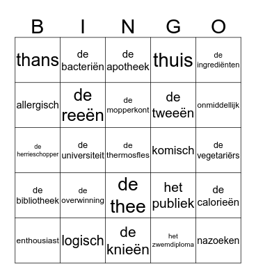 Alles apart spelling  Bingo Card