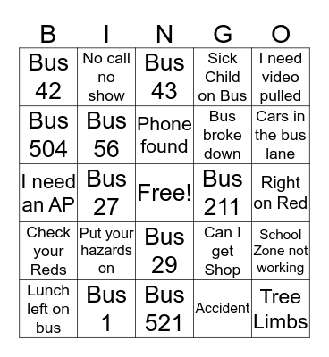 Dispatch Bingo Card
