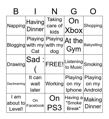 Procastination Bingo Card