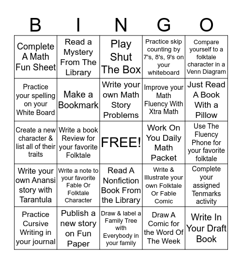 September 3H  When You're Work Is Done Bingo Card