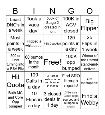 SDR Bingo Card