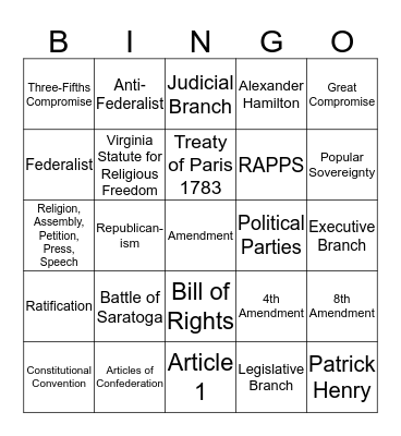 CBA 2 Constitution Bingo Card