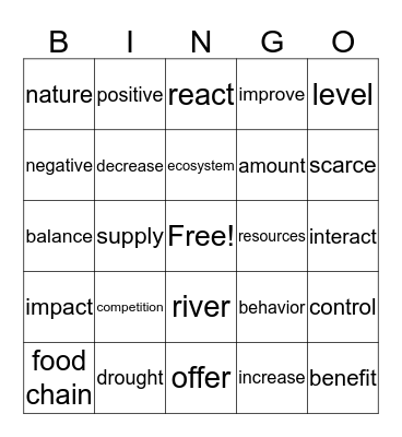 Vocabulary Bingo Card