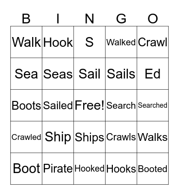 Pirate Bingo Card