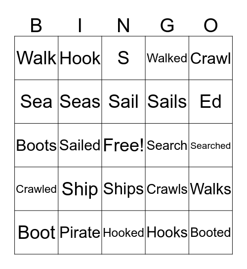 Pirate Bingo Card