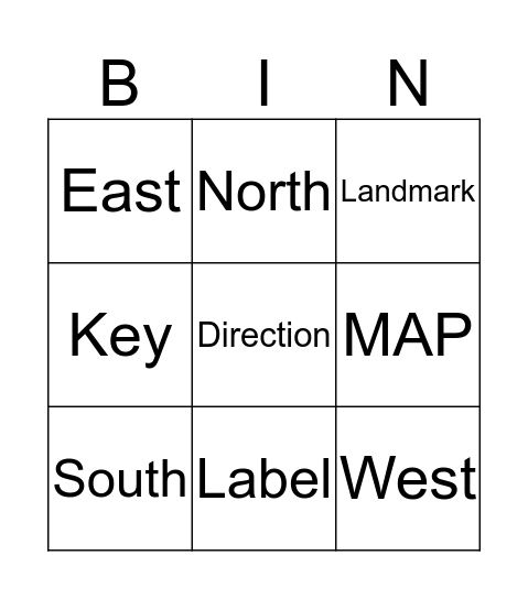 Maps Bingo Card