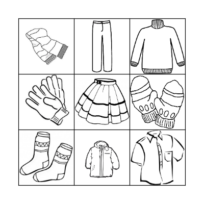 CLOTHES Bingo Card