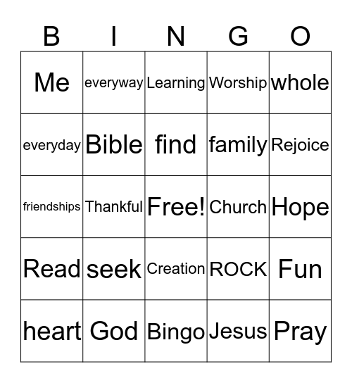 ROCK Bingo Card