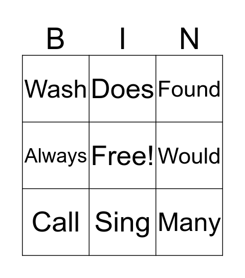 Sight Words Week 1 Bingo Card