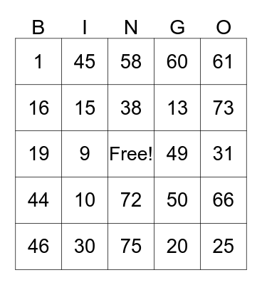 PSSA Thanksgiving Bingo Card