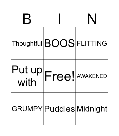 GO TO SLEEP GECKO! Bingo Card