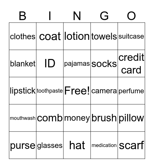 A Trip to Paris Bingo Card