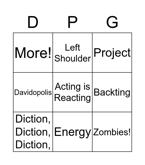 David Bingo Card