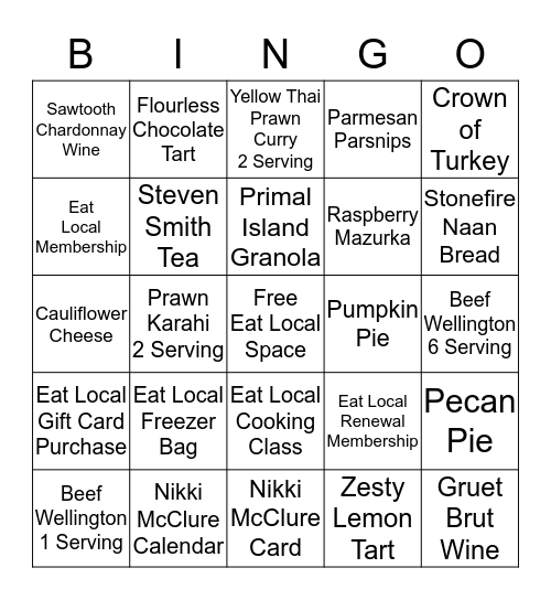 Eat Local Sales Bingo  Bingo Card