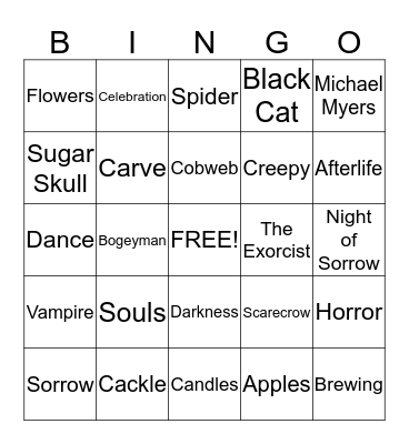 Halloween 2013 Bingo Card