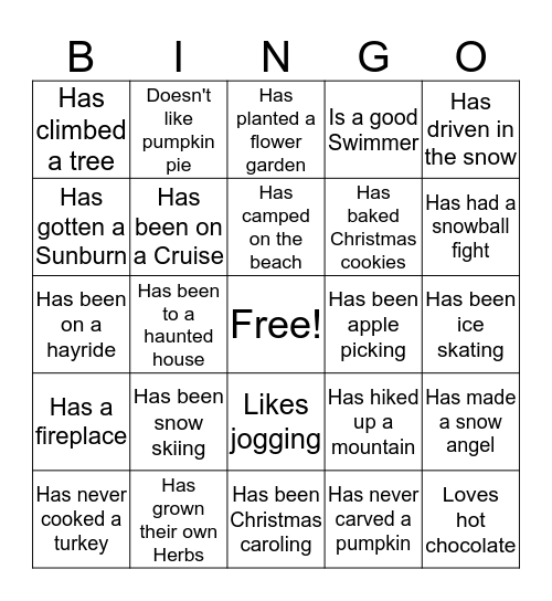 HUMAN BINGO Card