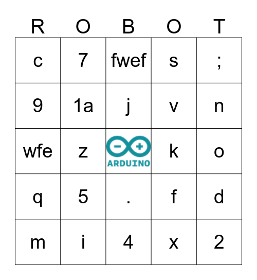 Arduino Language Bingo Card